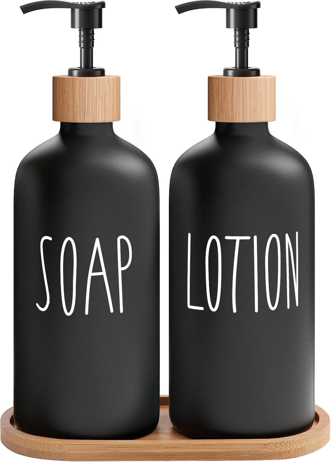 MOMEEMO Black Soap Dispenser Bathroom Set, Hand Soap and Lotion Set Suitable for Bathroom Decor. (Black)