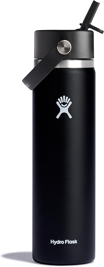 Hydro Flask Water Bottle - Insulated Stainless Steel - Wide Straw Lid, Non Spill, Leakproof in 24 Oz Cascade Blue