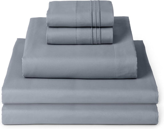 Mellanni Split King Sheets Set - 5 PC Iconic Collection Bedding - Hotel Luxury, Extra Soft, Cooling Bed Sheets - Wrinkle, Fade, Stain Resistant (Split King, Mineral Gray)