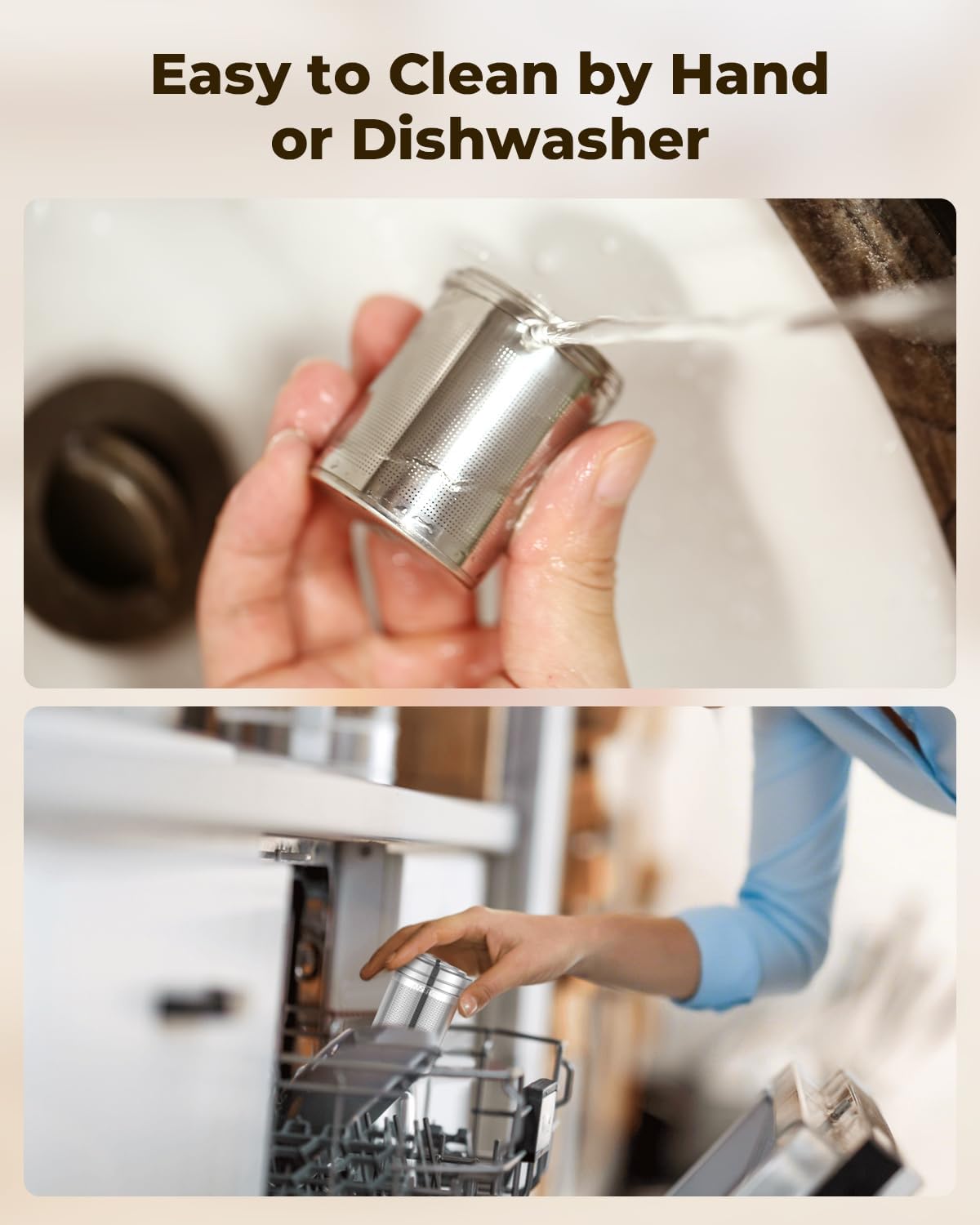 House Again 2 Pack Tea Infusers, Extra Fine Mesh Tea Strainers for Loose Tea, Updated Slim Threaded Lid & 304 Stainless Steel, Loose Leaf Tea Steeper for Brew Tea Spices & Seasonings