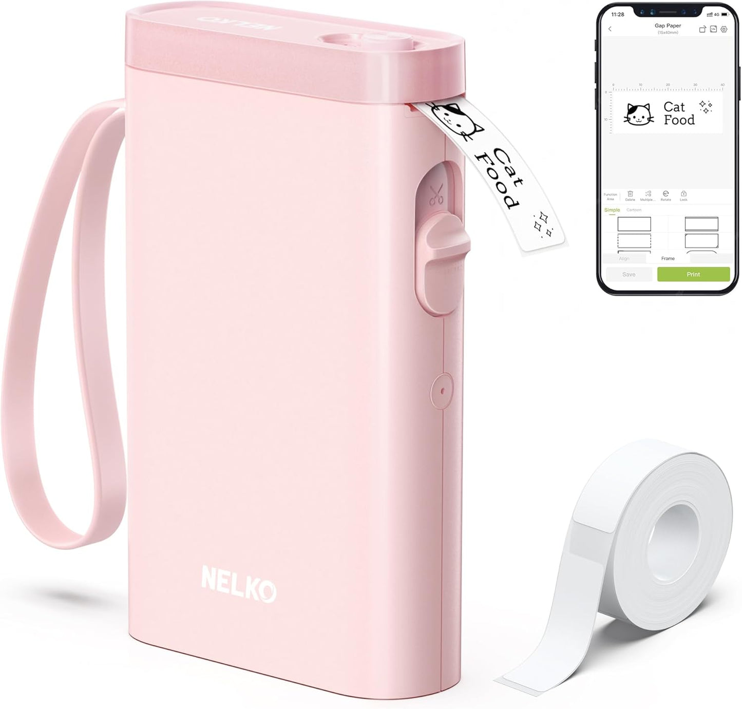 Nelko Label Maker Machine with Tape, P21 Bluetooth Label Printer, Wireless Mini Label Makers with Multiple Templates for School Office Home, Pink
