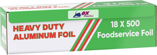 1 Pack Aluminum Foil Wrap 18"x 500 Feet - 22 Microns Heavy-Duty, Commercial Grade for Food Service Industry - Silver Foil for Cooking, BBQ and Baking
