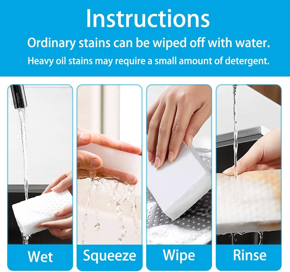 Magic Cleaning Erasers, Kitchen Sponge 10 Pack 2X Density Melamine Sponge Foam Pads, Multi-Functional Car Cleaning Supplies Cleaner for Kitchen, Bathroom, Shower, Window, Wall Cleaner