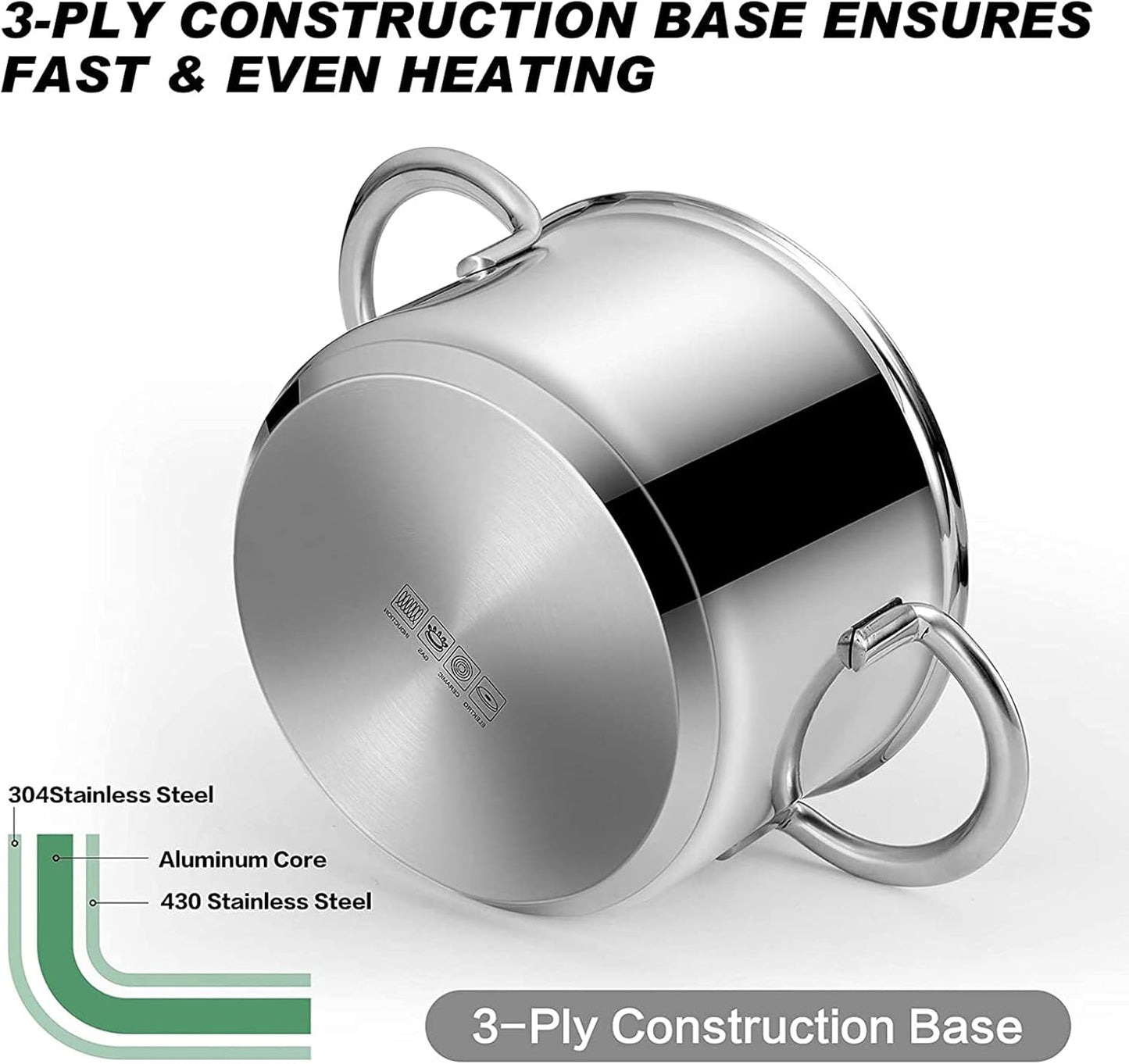 Tri-Ply Stainless Steel Sauce Pan with Steamer Basket & Straining Glass Lid — Heavy-Duty,Thick Base,Rust-Resistant,Warp-Free —100% Food-Grade —Built to Last– Works with All Stovetops, Pasta Pot 2.5 QT