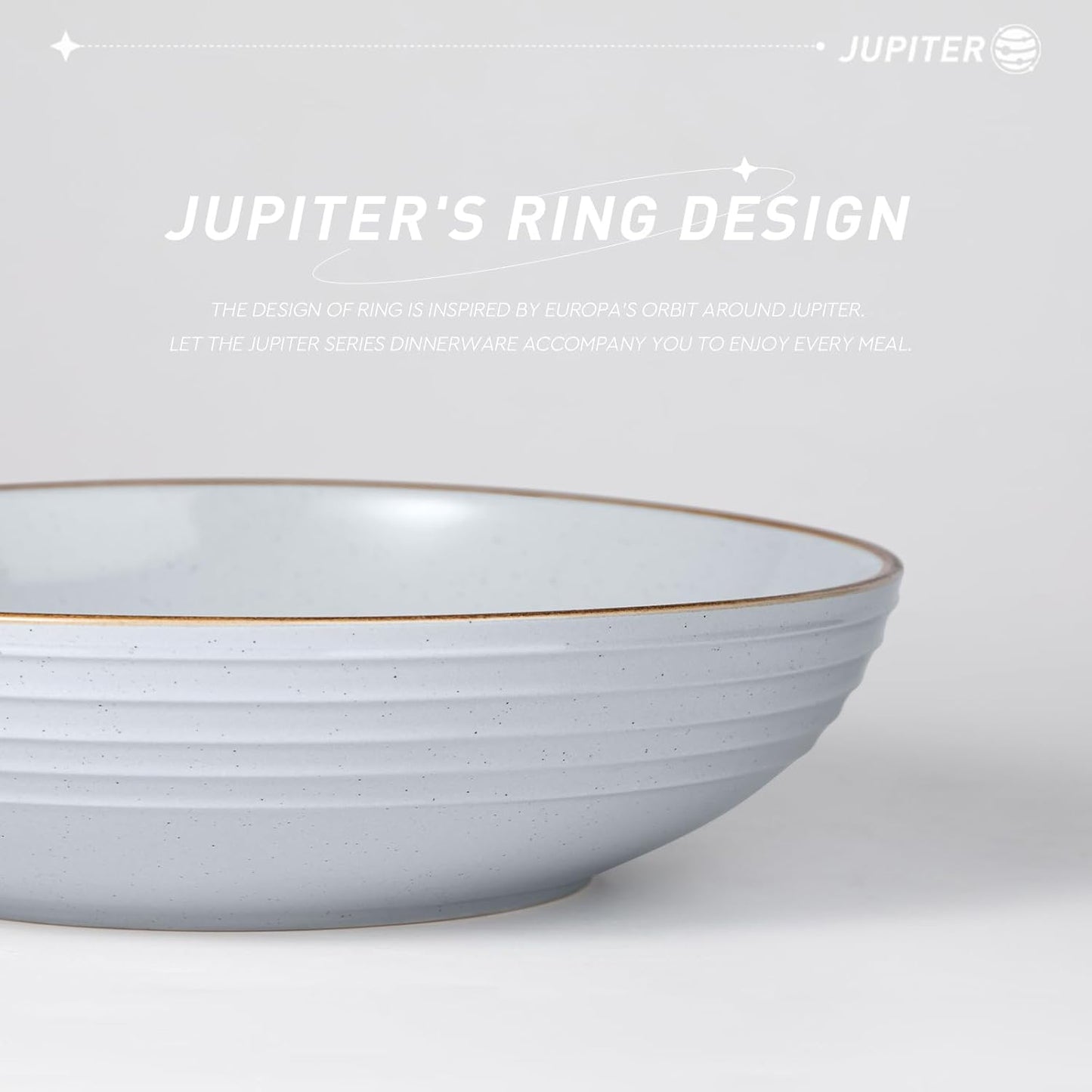 famiware Jupiter Pasta Bowls, 30 OZ Large Salad Bowls Set of 4, Microwave and Dishwasher Safe, Sturdy & Stackable, Serving Bowls for Kitchen, Light Gray