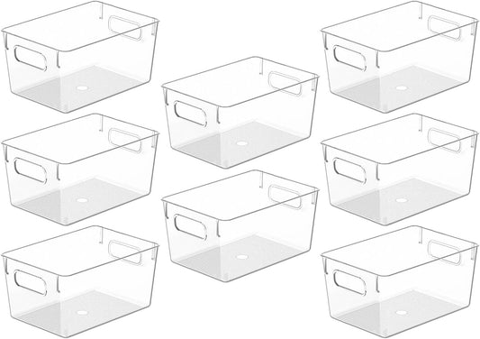 Clear Plastic Storage Bins, Pantry Organizers and Storage Containers Fridge Organizer Bins for Organizing Kitchen Cabinet Organizer Bin Bathroom Freezer Refrigerator Organization