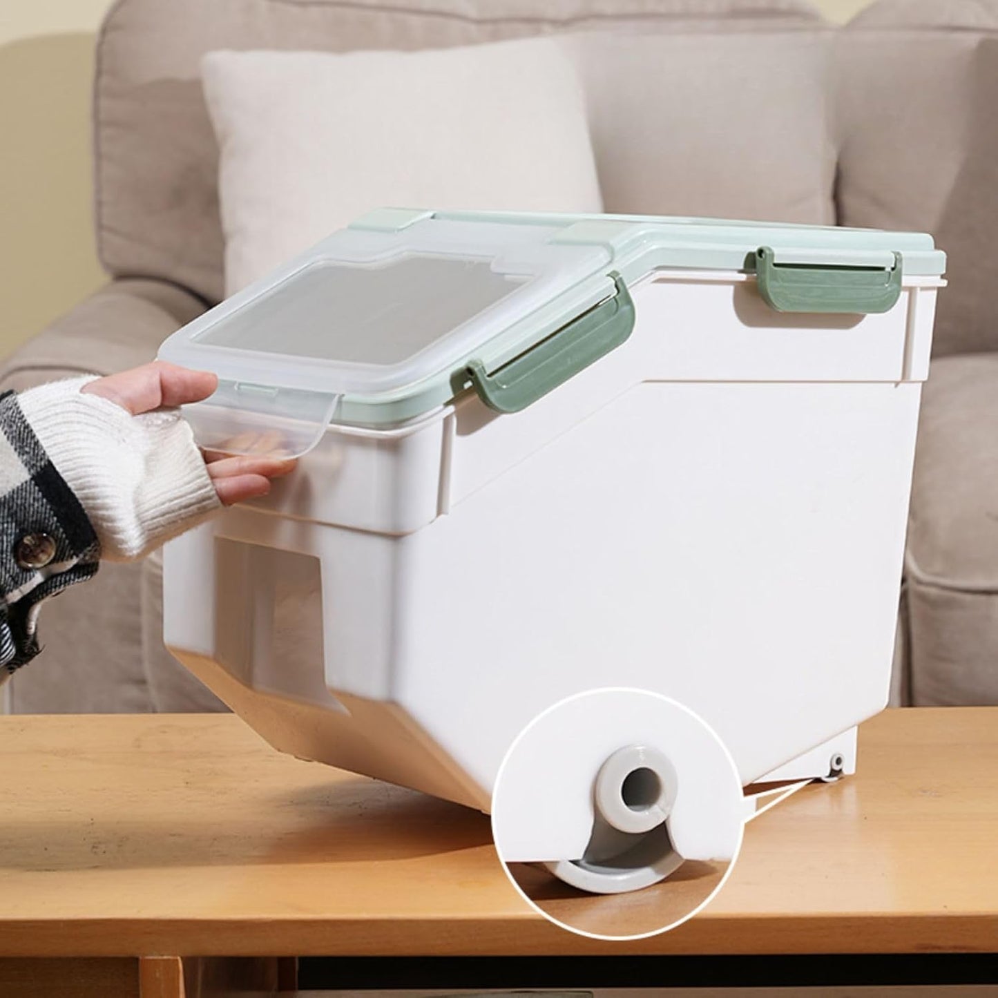 Airtight Flour Storage Container Bin 50lbs (2 Pack) - BPA Free Rice & Food Dispenser with Locking Lid, Measuring Cup & Scoop - Kitchen Pantry Organizer for Cereal, Grain, Pet Food (Grey)