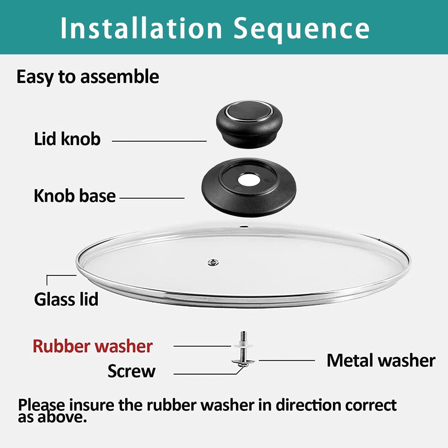 10 Inch Pan Lid Replacement Glass Lid for Pans, Pots, Skillets and Cast Iron, Clear, 1 Set