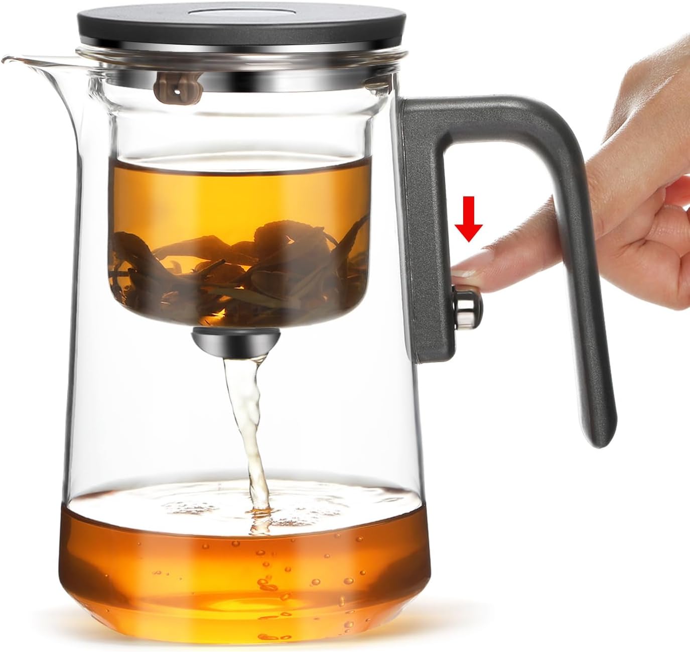 Enchanti Tea Pot - 600ml/20.3oz Witchcraft Magic Glass Teapot, Magnetic Water Separation Design, Borosilicate Infuser Pot with Strainer for Loose Leaf & Herbal Teas, Ideal for Tea Maker