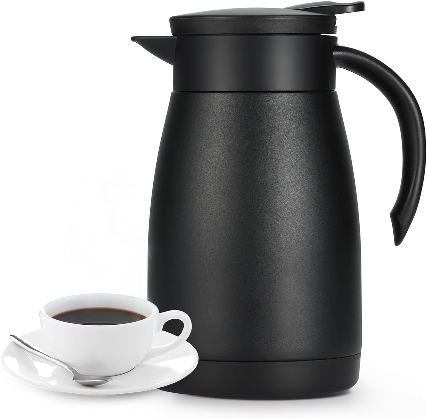 27 Oz Thermal Carafe with Ceramic Liner, 750 ml Insulated Stainless Steel Small Carafe for Keeping Coffee, Tea and Water Hot, Black