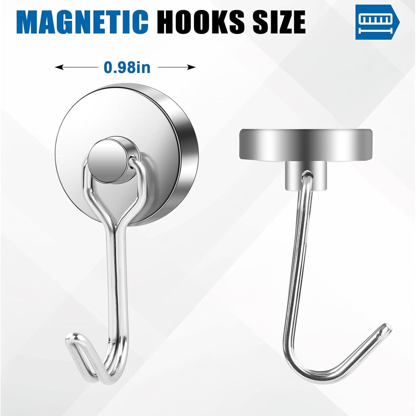 LOVIMAG Hooks, 80lbs+ Magnetic Magnet Hook 2025 Cruise Cabin Ship Essentials Heavy Duty Strong Refrigerator Fridge Hanging for Classroom Beach Vacation Kitchen Grills Home Mug Hanger (12 Pack), Silver