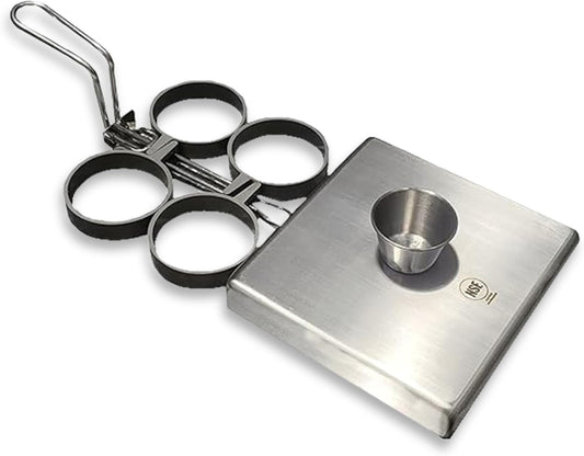 Rattleware Stainless Steel Egg Rings - Commercial-Grade, Even Cooking, Heat-Resistant Handle, Ideal for Frying Eggs - Durable & Trusted by Professional Chefs Worldwide (4 Ring Set)