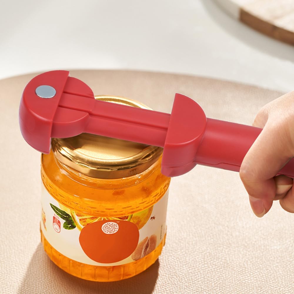 Bottle Opener Jar Opener for Weak Hands, Arthritic Hands, Seniors,Low Strength and Children with Beer Opener Red