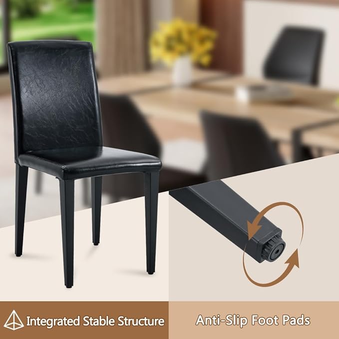 86.6" Dining Table Set for 8, Modern 9 Piece Wood Kitchen Table and Chairs Set, Rectangle Dining Room Table with 8 PU Leather Upholstered Chairs, Ideal for Home, Kitchen, or Apartment Dining