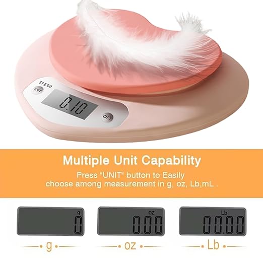 Food Scale, Cooking Scale, Large LCD Heart Shaped Food Weighs from 0.05oz Up to 11lb Battery Powered/Rechargeable for, Baking, Cooking