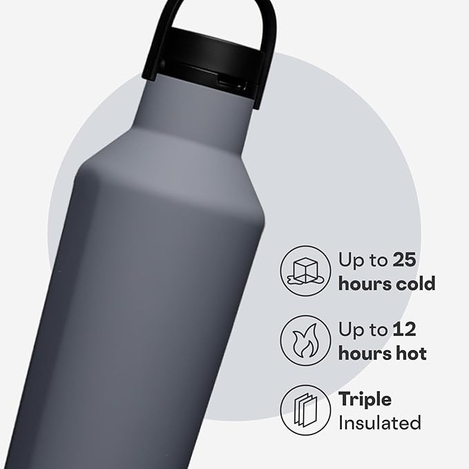 Corkcicle Sport Canteen - Keeps Drinks Cold 25 Hours - Stainless Steel Water Bottle - Triple-Insulated - Spill-Proof - Summer Drinkware Gift - Keeps Drinks Ice Cold - 32 oz - Hammerhead