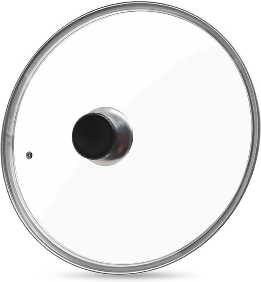 12 Inch Pan Lid, Tempered Glass Lid, Cast Iron Skillet, Pot,Replacement Pan Cover, Clear Frying Pan Lid Fits Pots, Pans and Skillets, Dishwasher Safe