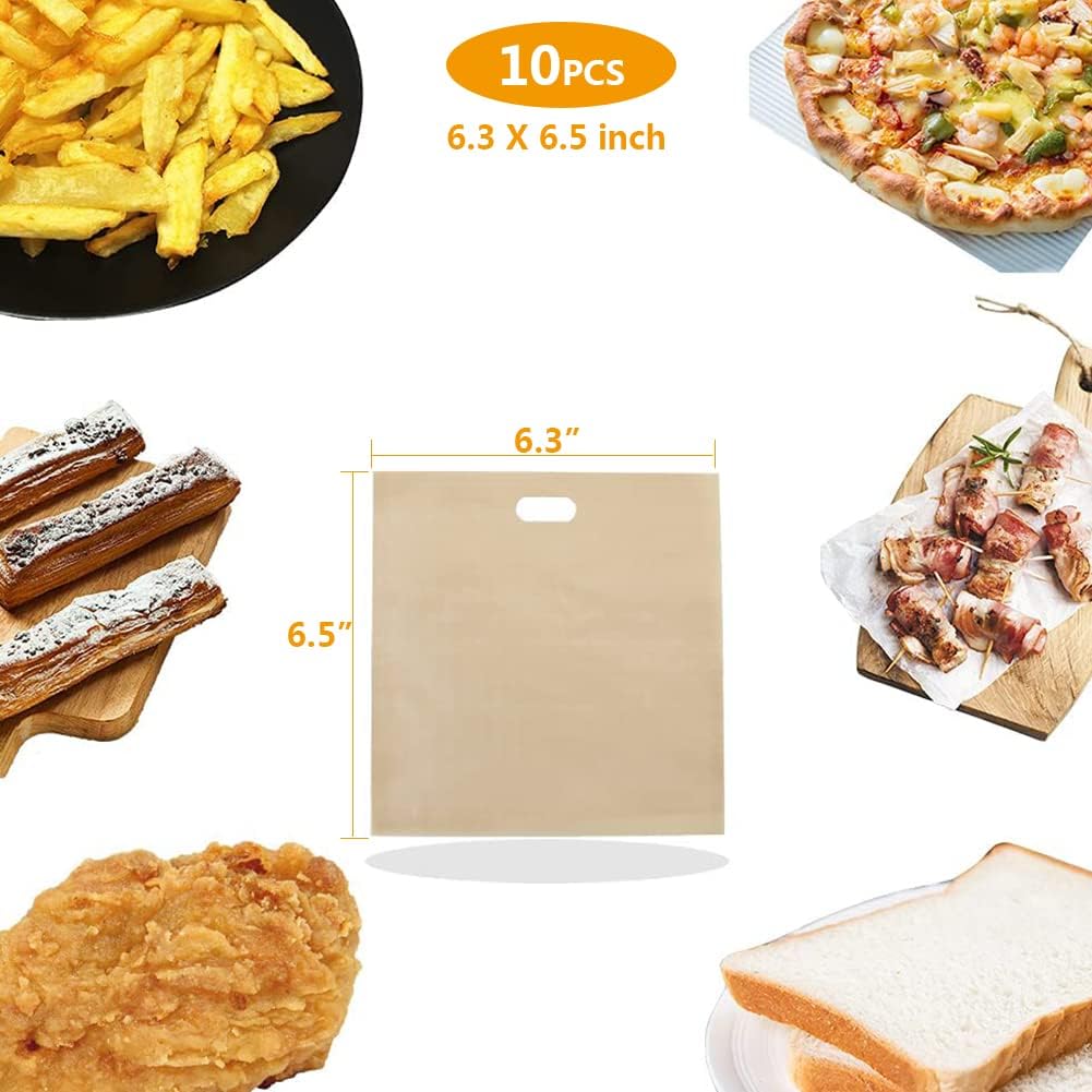 Toaster Bags Reusable for Grilled Cheese Sandwiches | Safest On The Market - 100% BPA & Gluten Free | Non Stick Toast Bag (10PCS)