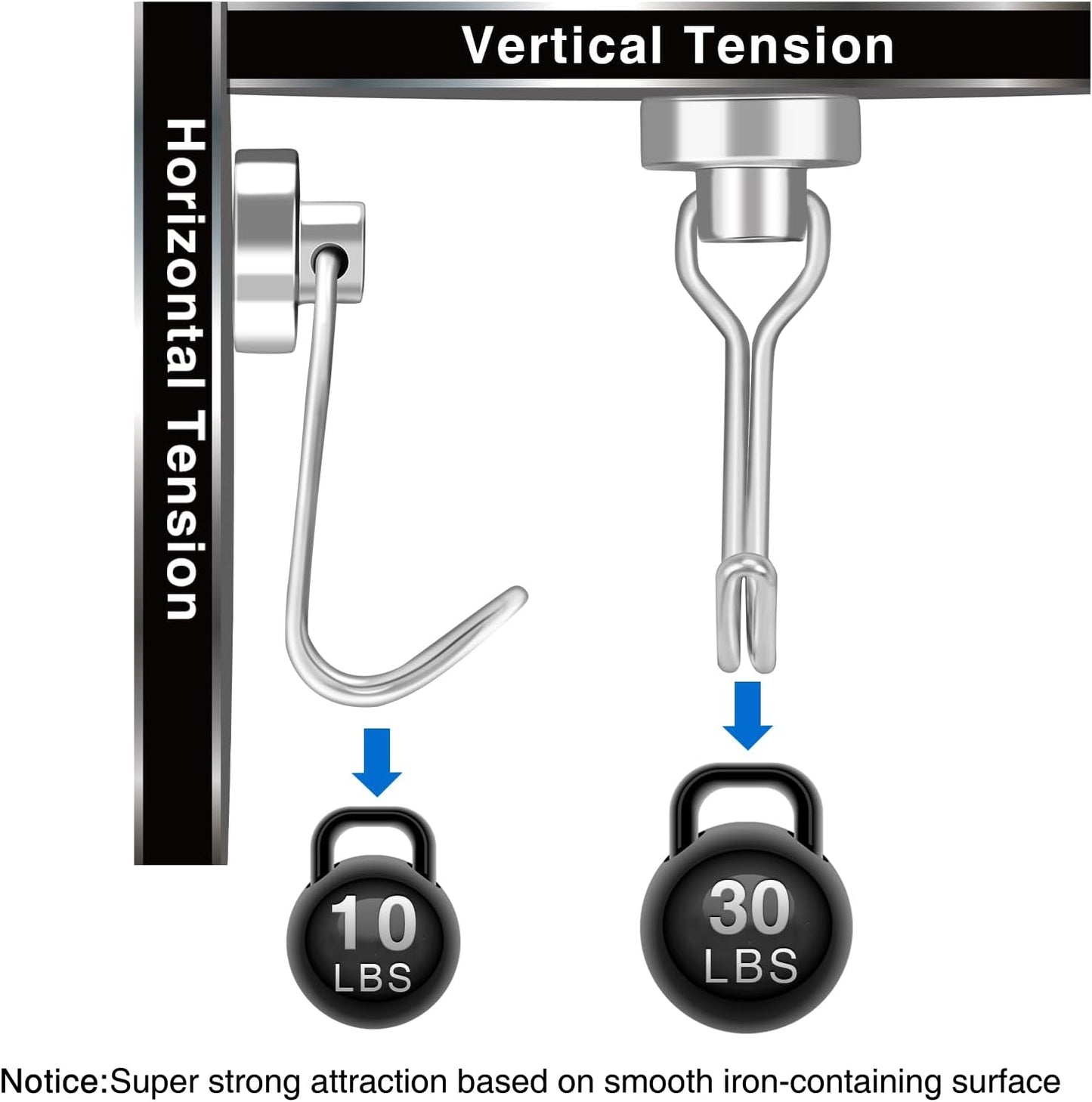 LOVIMAG Hooks, 30lbs+ Magnetic Magnet Hook 2025 Cruise Cabin Ship Essentials Heavy Duty Strong Refrigerator Fridge Hanging for Classroom Beach Vacation Kitchen Grills Home Mug Hanger (12 Pack), Silver