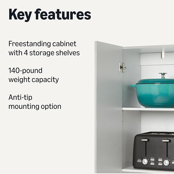 Amazon Basics Storage Cabinet for Kitchen Pantry, White