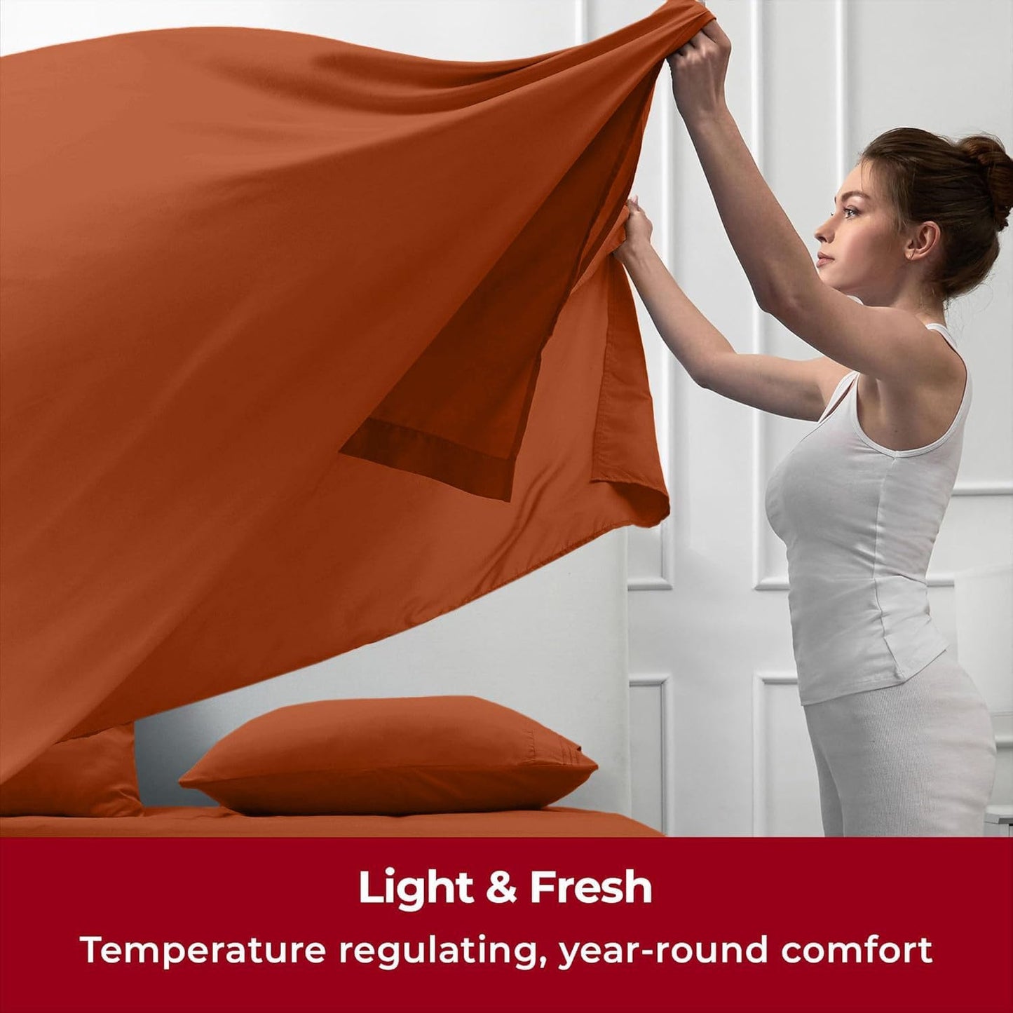 Mellanni Twin XL Sheets Set - 3 PC Iconic Collection Bedding - Hotel Luxury, Extra Soft, Cooling Bed Sheets - Wrinkle, Fade, Stain Resistant (Twin Extra Long, Terracotta)