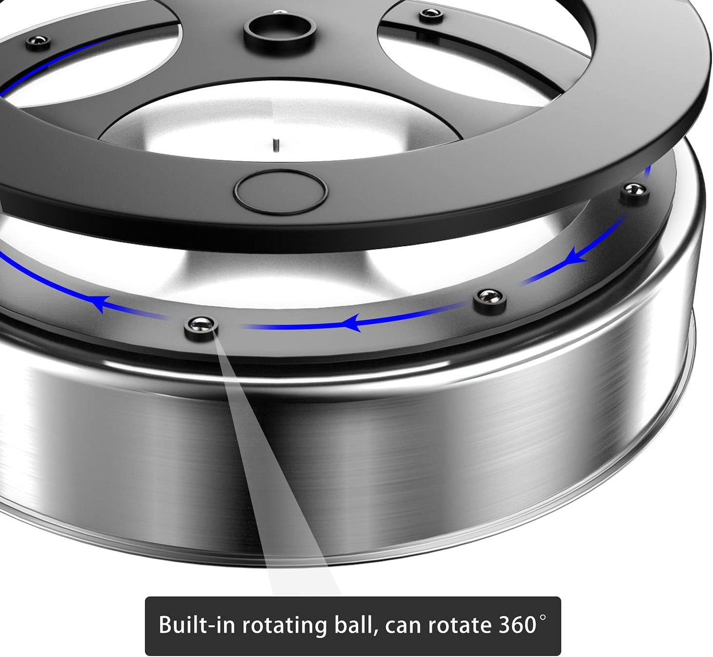 VAEHOLD Pantry Cabinet Lazy Susan Stainless Steel Black Spice Rack Turntable - Decorative Trays Storage Containers Organizer for Kitchen Cabinet, Snacks, Bathroom (12 inches)