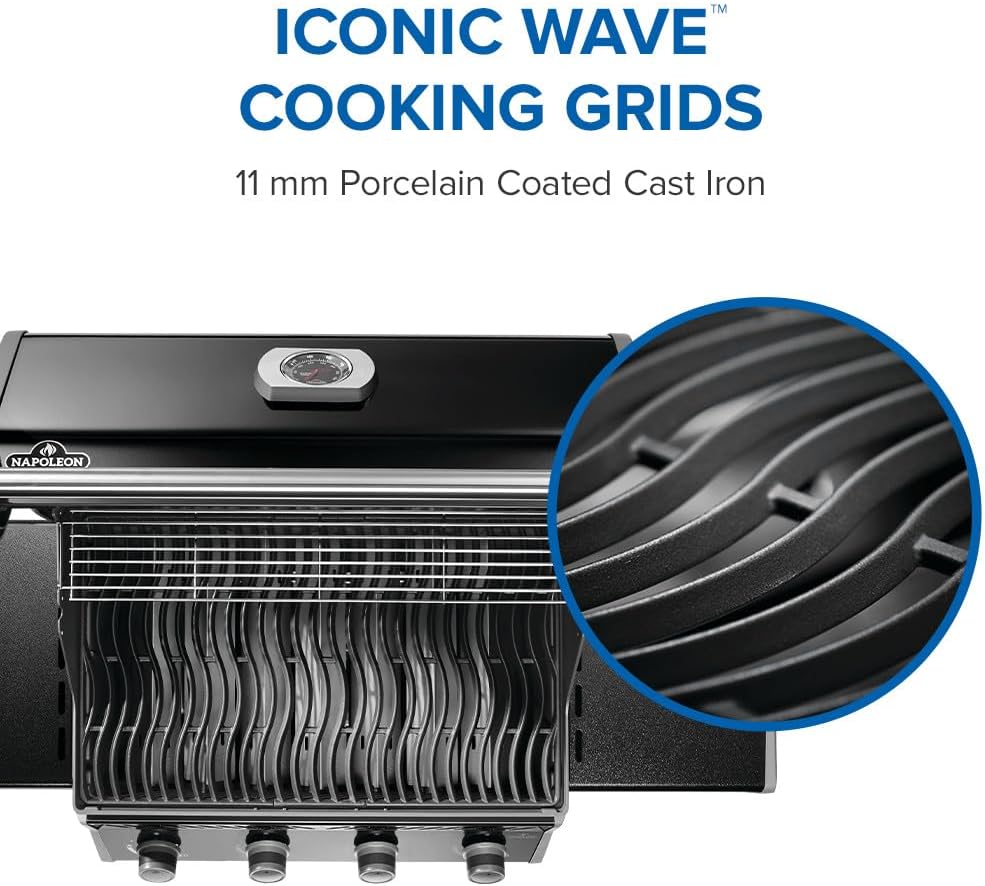 Napoleon Rogue 525 Natural Gas Grill, Black, Durable 4-Burner Cooking Surface