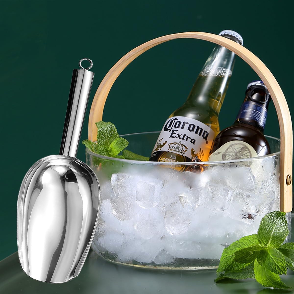 Metal Ice Scoop，Kitchen Ice Scooper for Ice Maker,Stainless Steel Small Ice Scooper for Freezer，Kitchen Gadgets Cookie Flour Pet Dog Food Scoop (silver, 3oz)