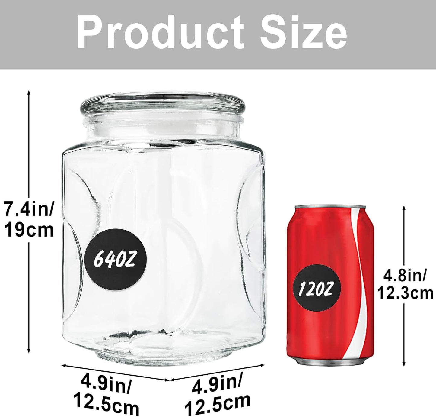 Glass Jars with Lids 64 oz, Airtight Silicone Seal & Non-Slip Design, Large Glass Storage Containers with Lids, Wide-Mouth Storage Containers for Kitchen, Laundry, Pantry & Office, Set of 2
