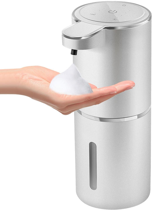 Automatic Foaming Soap Dispenser with 4 Adjustable Control Rechargeable Hands Free Auto Soap Dispenser for Kitchen, Bathroom, Hotel, Restaurant,Touchless 380ml