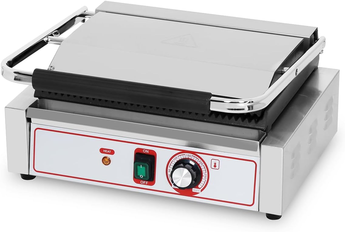 Commercial Panini Grill Flat Press Sandwich Maker Industrial Panini Machine Single Grill Big (Standard Panini Press Grill)