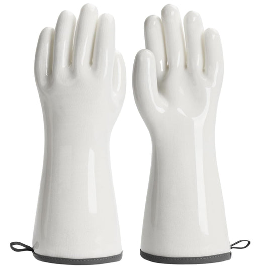 Heat Resistant Oven Gloves for Kitchen Baking Food Contact Grilling Gloves White, Small
