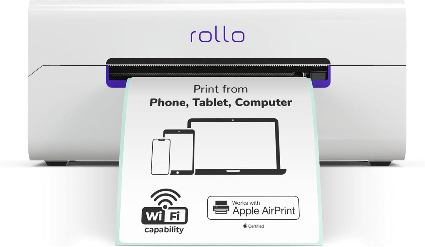 Rollo Wireless Shipping Label Printer - Wi-Fi Thermal Label Printer 4x6 for Shipping Packages - AirPrint from iPhone, iPad, Mac - Supports Windows, Chromebook, Android, Linux