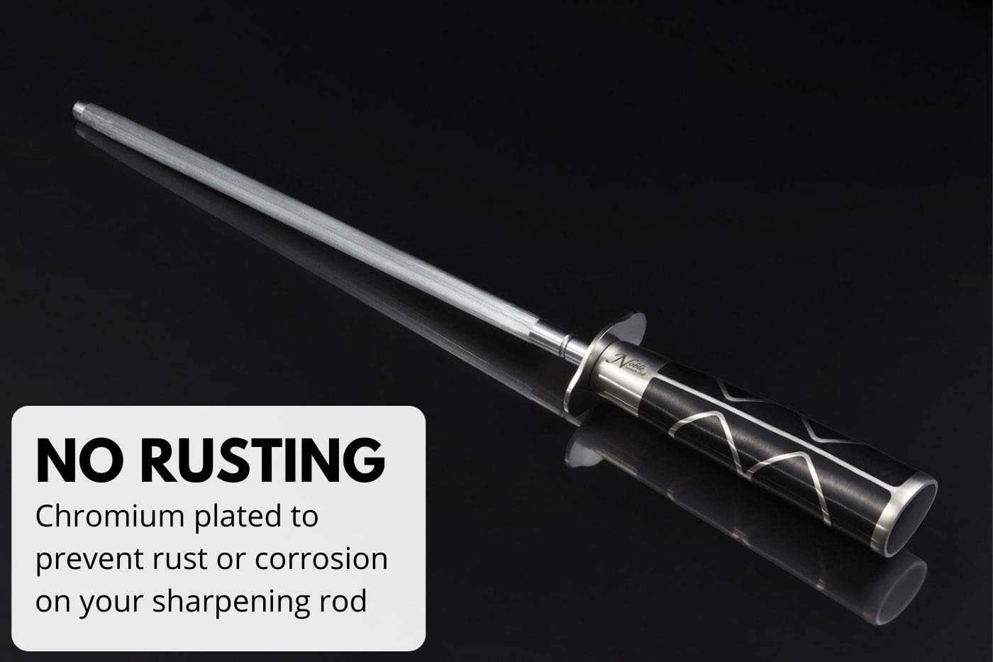 Professional Honing Steel 12”, Magnetized for Safety, No Rust, No Cheap Plastic! Noble’s Knife Sharpener Has an Oval Handle for a Firm Grip and is Built For Daily Use, Perfect for Chefs!
