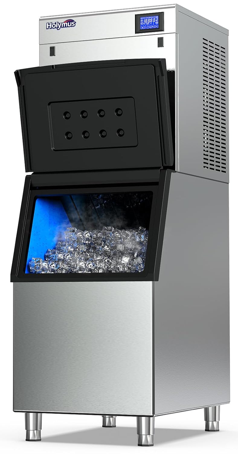 22" Commercial Nugget Ice Maker Machine 420LBS/24H with 350LBS Storage Bin, Nugget Ice Style, Air Cooled Powerfull Compressor, Industrial Nugget Ice Machine for Business
