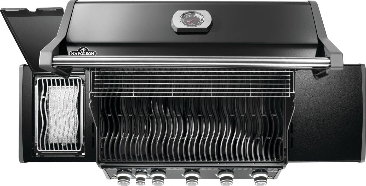 Napoleon Rogue PRO 625 Natural Gas Grill with Infrared Side Burner, Black, Durable 6-Burner Cooking Power
