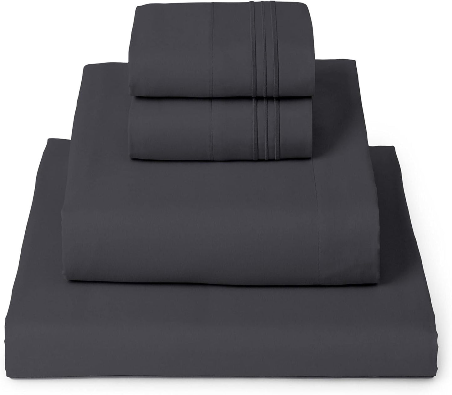 Mellanni California King Sheets Set - 4 PC Iconic Collection Bedding - Hotel Luxury, Extra Soft, Cooling Bed Sheets - Wrinkle, Fade, Stain Resistant (Cal King, Charcoal)
