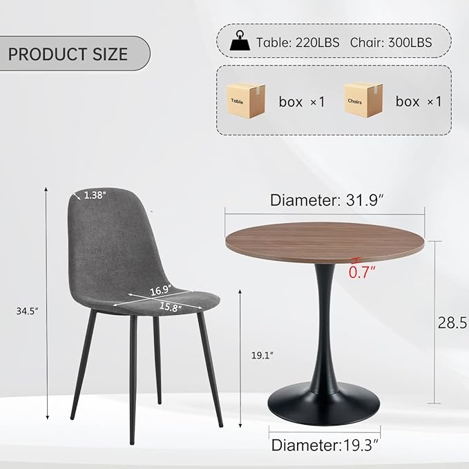 32" Round Dining Table Set for 4, Breakfast Table Set for 4, Round Kitchen Table and Chairs Set for Apartment,Break Room, Bistro,Living Hall, Small Space