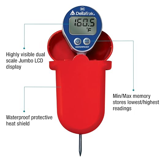 DeltaTrak 12214 Waterproof Dishwasher Thermometer Kit w/Auto-Cal