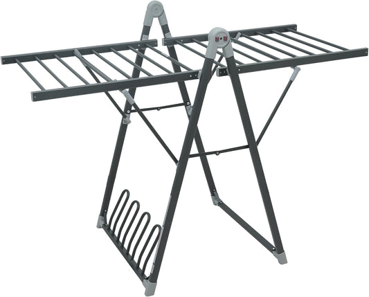Electric Heating Clothes Drying Rack,Foldable Clothes Drying Rack,Suitable for Drying Clothes, Shoes and Socks.Plug & Play,Space Gray,Aluminum Alloy,One-Click Switch(39.37×52.56×25.98in)