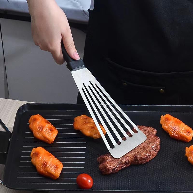 3pcs Stainless Steel Spatula Set Metal Fish Spatulas for Cast Iron Skillet Cooking Cooking BBQ Pancake, Fish, Smash Burger and Egg Kitchen Spatulas with Handle