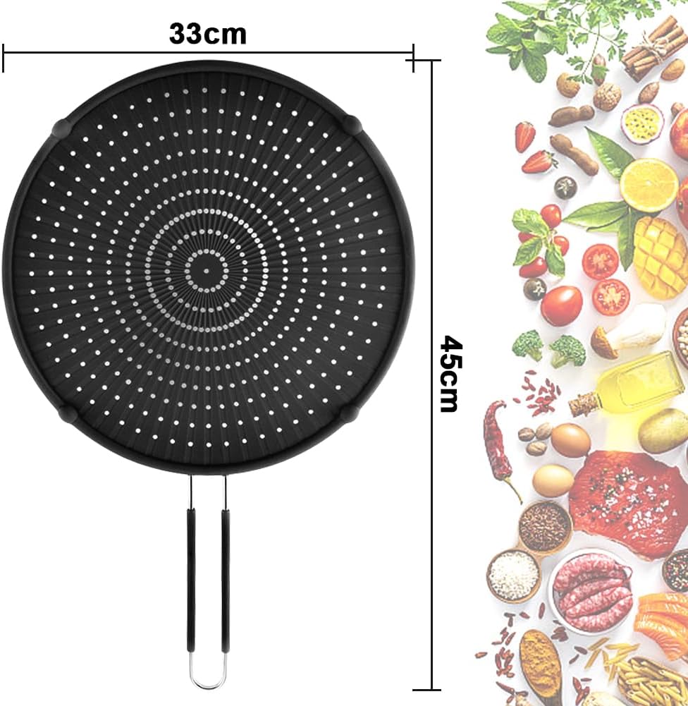 Splatter Screen for Frying Pan, Grease Splatter Guard, Heat-Resistant Splatter Guards for Frying, Silicone Splatter Guard for Everyday Cooking, Dishwasher Safe （16in×12in×0.5in）