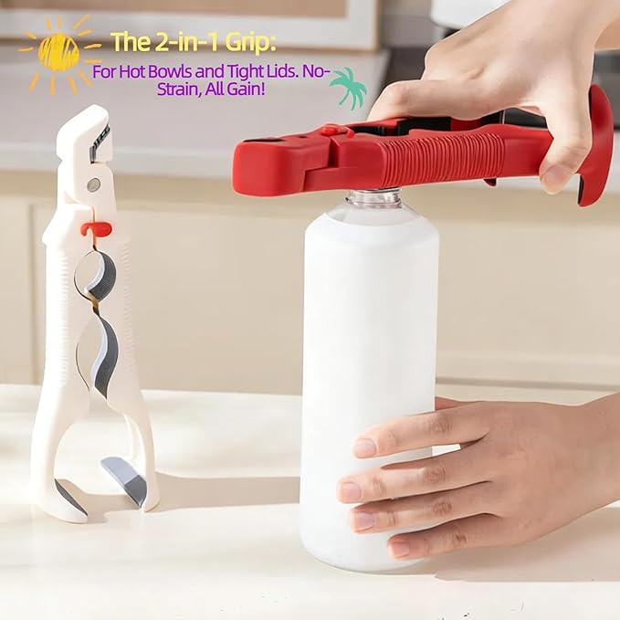 3-in-1 Hot Plate Gripper,2PCS 2026 New Upgrade Hot Plate Gripper Lifters Tongs,Multi-Angle Anti-Scald Bowl Holder Clip & Ho-t Plat-e Grabber Tool with Lock,Kitchen Utensil for Bowls,Pans,Dishes-2 PC
