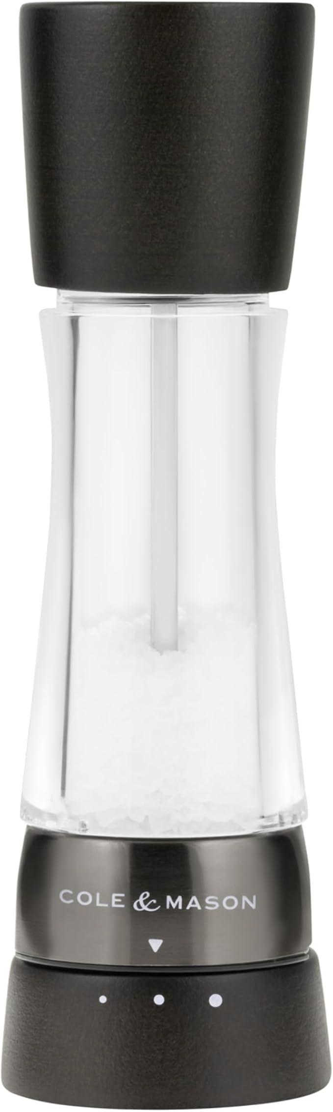 Cole & Mason Derwent Salt Mill - Gourmet Precision Salt Grinder - Refillable Seasoning and Spice Tools - Adjustable Seat, Himalayan and Kosher Salt Grinder Settings - Dark Wood