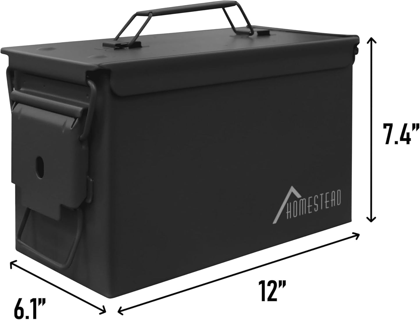 HOMESTEAD 50 Cal Metal Ammo Can – 4 Pack M2A1 Military Steel Ammo Storage Box, Airtight and Water-Resistant Ammunition, Black Color
