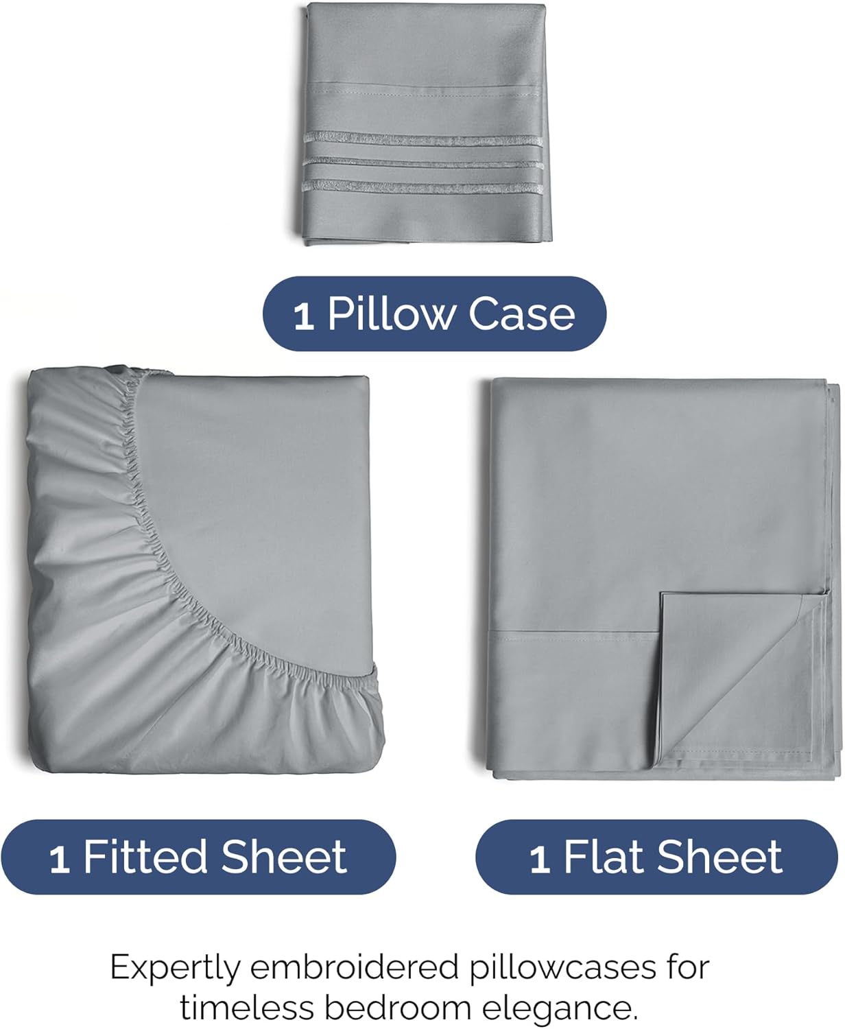 Twin Size 3 Piece Sheet Set - Comfy Breathable & Cooling Bed Sheets Set - Hotel Luxury Bedding for Women, Men, Kids, Teens, Boys & Girls - Deep Pockets, Soft and Wrinkle Free - Oeko-Tex - Steel Blue