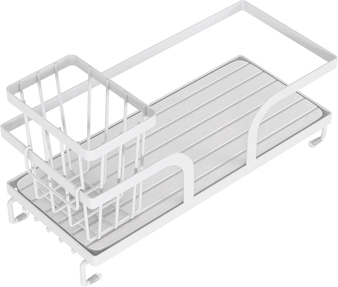 Bathroom Counter Organizer,Perfume Tray,Stone Drying Mat for Kitchen Counter,9.7" x 4.2"x 3.2", Ideal for Bathroom Organizers and Storage, Vanity, Skincare, Present, and More,1PCS White