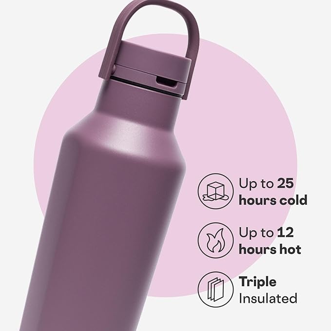 Corkcicle Classic Sport Canteen Insulated Water Bottle - Keeps Beverages Cold 25 Hours - Triple Insulated - Summer Drinkware Gift - Keeps Drinks Ice Cold - Leak-Proof Cap - 20 oz - Mauve