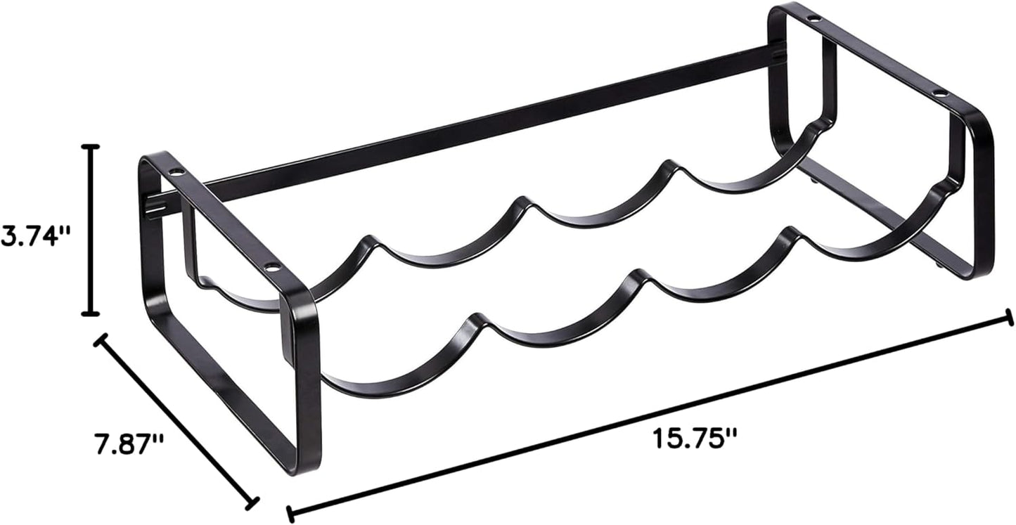 Amazon Basics Tabletop Stackable 4-Bottle Metal Wine Rack, 3.74"D x 15.75"W x 7.87"H, Black