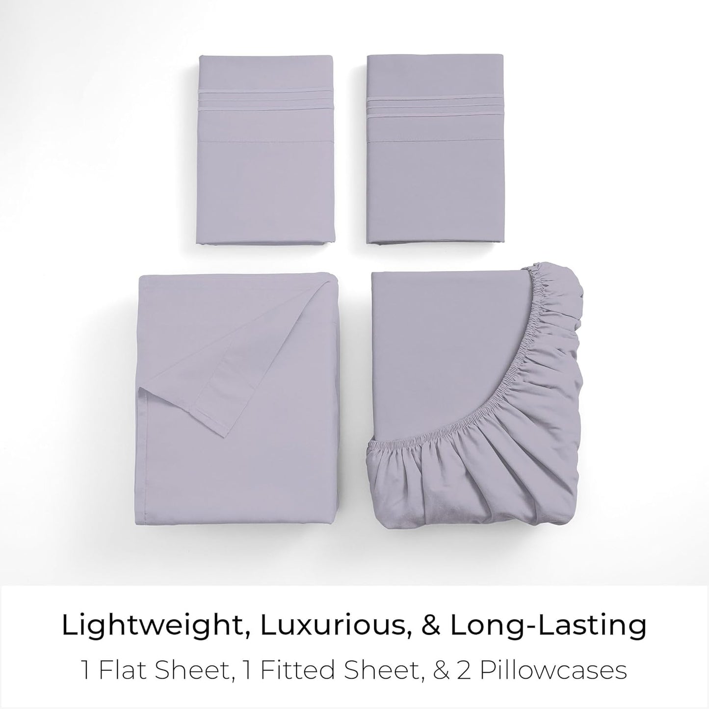 Mellanni King Sheets Set - 4 PC Iconic Collection Bedding - Hotel Luxury, Extra Soft, Cooling Bed Sheets - Wrinkle, Fade, Stain Resistant (King, Lavender)